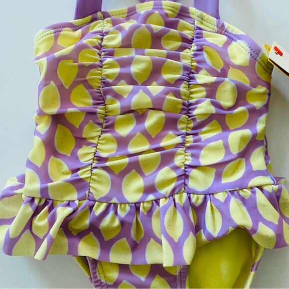 Cat & Jack | Lemon Ruffle Ruched One Piece Swim Suit NWT 0-3 Months - Picture 3 of 6